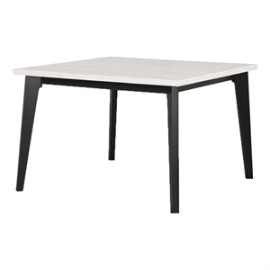 Soa Dining Table- 54 Inch Square White Marble Top- Black Legs