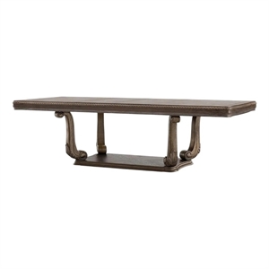 Hama Dining Table- 108 Inch Top with Scrolled Pedestal Base- Oak Brown