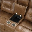Kius Manual Recliner Sectional Sofa- Console- Tufted Brown Faux Leather