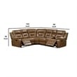 Kius Manual Recliner Sectional Sofa- Console- Tufted Brown Faux Leather