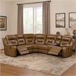 Kius Manual Recliner Sectional Sofa- Console- Tufted Brown Faux Leather