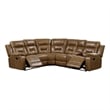 Kius Manual Recliner Sectional Sofa- Console- Tufted Brown Faux Leather