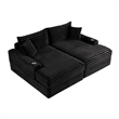Teya Double Chaise Sofa- 2 Pillows- Black Chenille Upholstery- 94 Inch