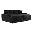 Teya Double Chaise Sofa- 2 Pillows- Black Chenille Upholstery- 94 Inch