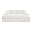 Teya Double Chaise Sofa- 2 Pillows- White Chenille Upholstery- 94 Inch