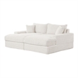 Teya Double Chaise Sofa- 2 Pillows- White Chenille Upholstery- 94 Inch