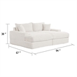 Teya Double Chaise Sofa- 2 Pillows- White Chenille Upholstery- 94 Inch