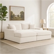 Teya Double Chaise Sofa- 2 Pillows- White Chenille Upholstery- 94 Inch