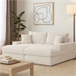 Teya Double Chaise Sofa- 2 Pillows- White Chenille Upholstery- 94 Inch