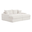 Teya Double Chaise Sofa- 2 Pillows- White Chenille Upholstery- 94 Inch