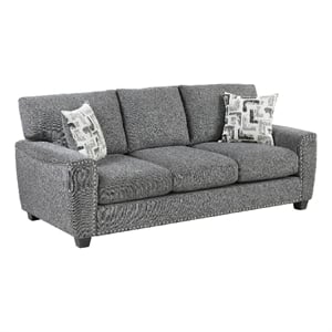 Koi Sofa with 2 Pillows- Reversible Cushions- Gray Chenille- 89 Inch