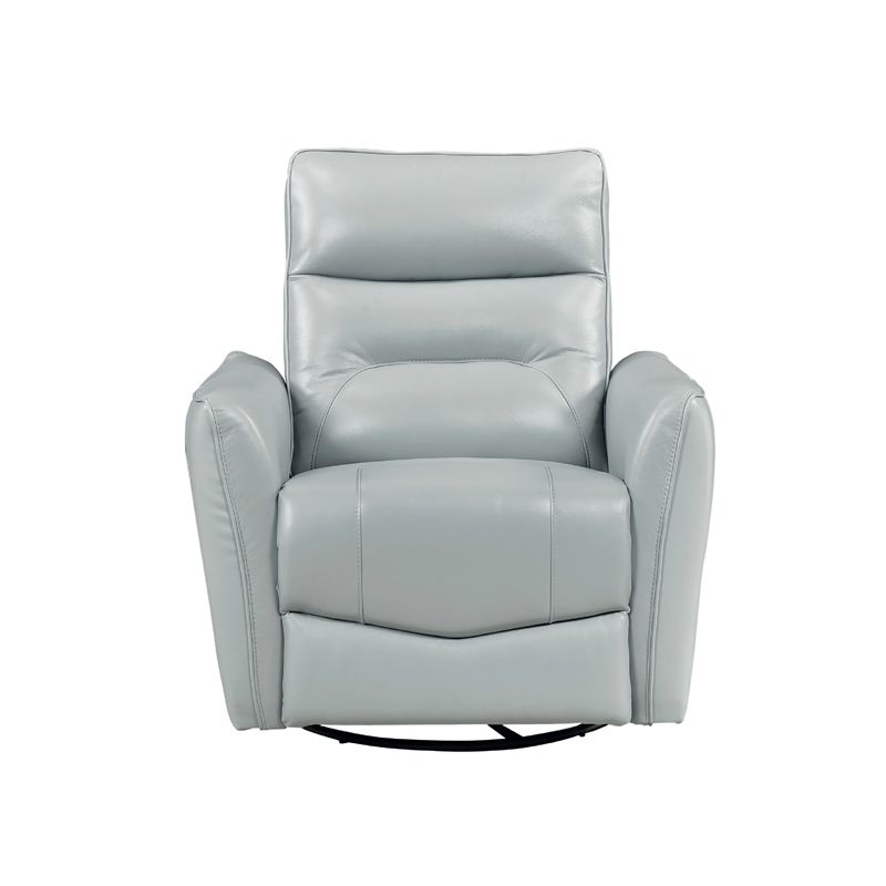 Temy Swivel Glider Manual Reclining Chair- Aqua Blue Top Grain Leather