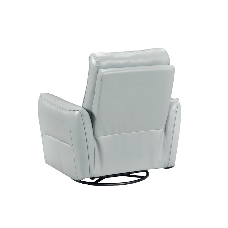 Temy Swivel Glider Manual Reclining Chair- Aqua Blue Top Grain Leather