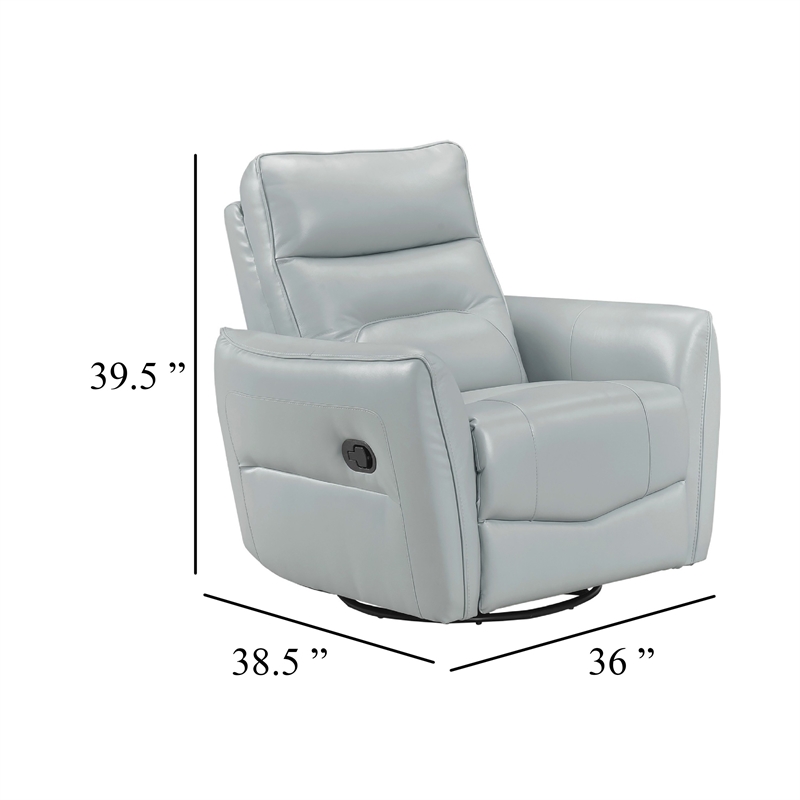 Temy Swivel Glider Manual Reclining Chair- Aqua Blue Top Grain Leather