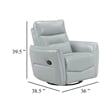 Temy Swivel Glider Manual Reclining Chair- Aqua Blue Top Grain Leather