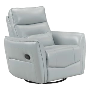 Temy Swivel Glider Manual Reclining Chair- Aqua Blue Top Grain Leather