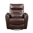 Temy Swivel Glider Manual Reclining Chair- Dark Brown Grain Leather