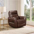 Temy Swivel Glider Manual Reclining Chair- Dark Brown Grain Leather