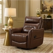 Temy Swivel Glider Manual Reclining Chair- Dark Brown Grain Leather