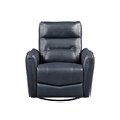 Temy Swivel Glider Manual Reclining Chair- Dark Blue Top Grain Leather