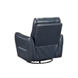 Temy Swivel Glider Manual Reclining Chair- Dark Blue Top Grain Leather