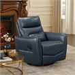 Temy Swivel Glider Manual Reclining Chair- Dark Blue Top Grain Leather