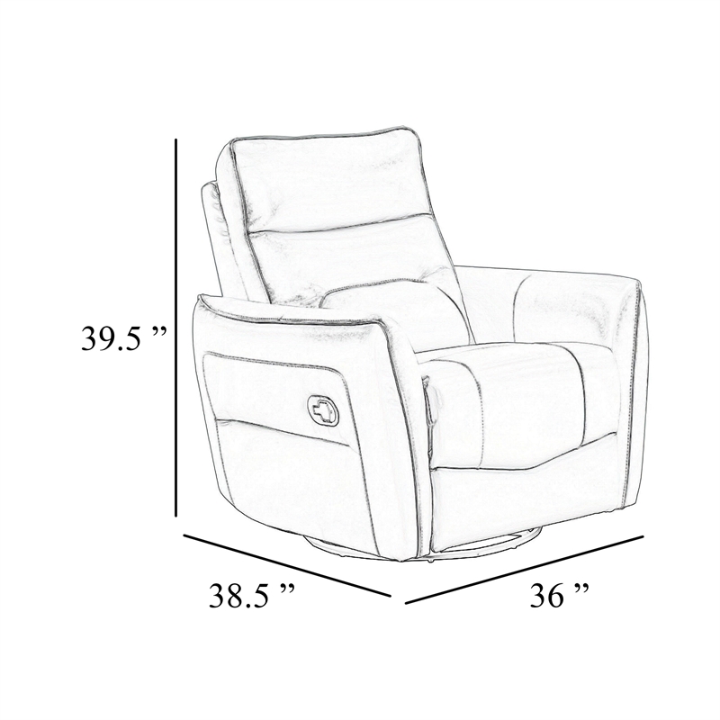 Temy Swivel Glider Manual Reclining Chair- Toffee Brown Grain Leather