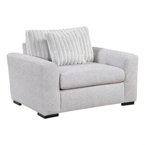 Zian Armchair w Pillow- Foam Cushions- Light Gray Microfiber and Corduroy