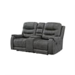 Erron Manual Reclining Loveseat w Console- Cupholders- Dark Gray Microfiber