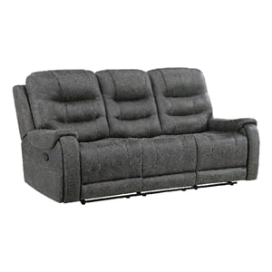 Erron Manual Reclining Sofa- 3 Seater- Dark Gray Polished Microfiber