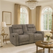 Diti Manual Reclining Loveseat w Console- Cupholders- Brown Microfiber