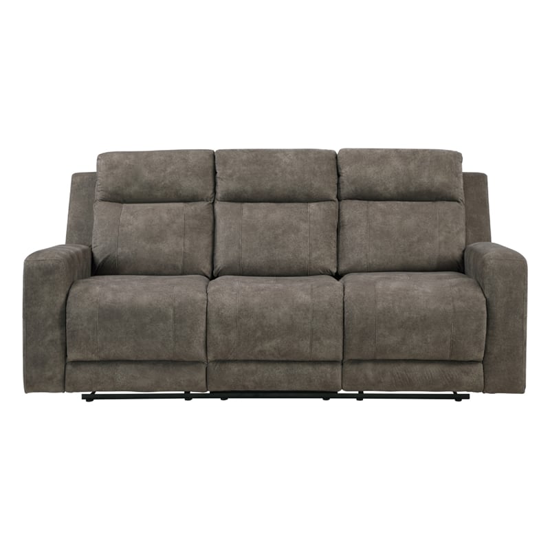 Diti Manual Reclining Sofa- 3 Seater- Soft Brown Polished Microfiber