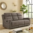 Diti Manual Reclining Sofa- 3 Seater- Soft Brown Polished Microfiber