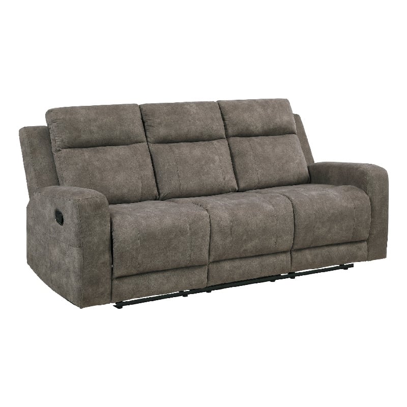 Diti Manual Reclining Sofa- 3 Seater- Soft Brown Polished Microfiber