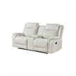 Lenny Manual Recliner Loveseat w Cupholder Console- Beige Microfiber