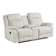 Lenny Manual Recliner Loveseat w Cupholder Console- Beige Microfiber