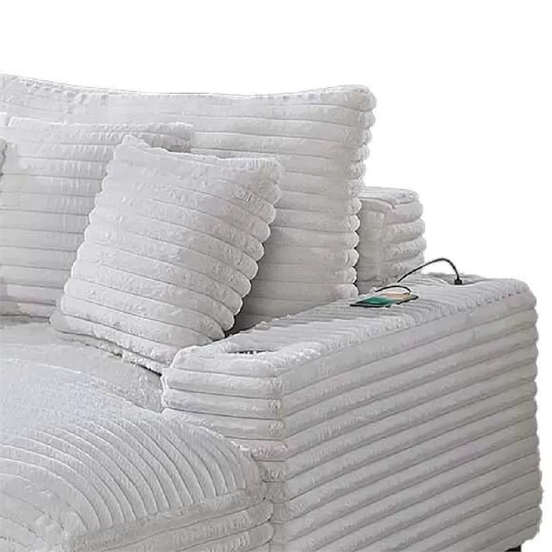 Terra Chaise Lounger- Cup Holder and USB Ports- Taupe Corduroy Fabric