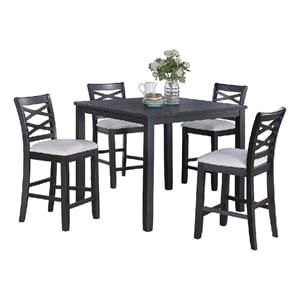 Derry 5pc Counter-Height Dining Table and 4 Chairs Set- Gray Rubberwood