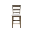 Emy 6pc Counter Height Table Set- 4 White Chairs- Bench- Light Brown