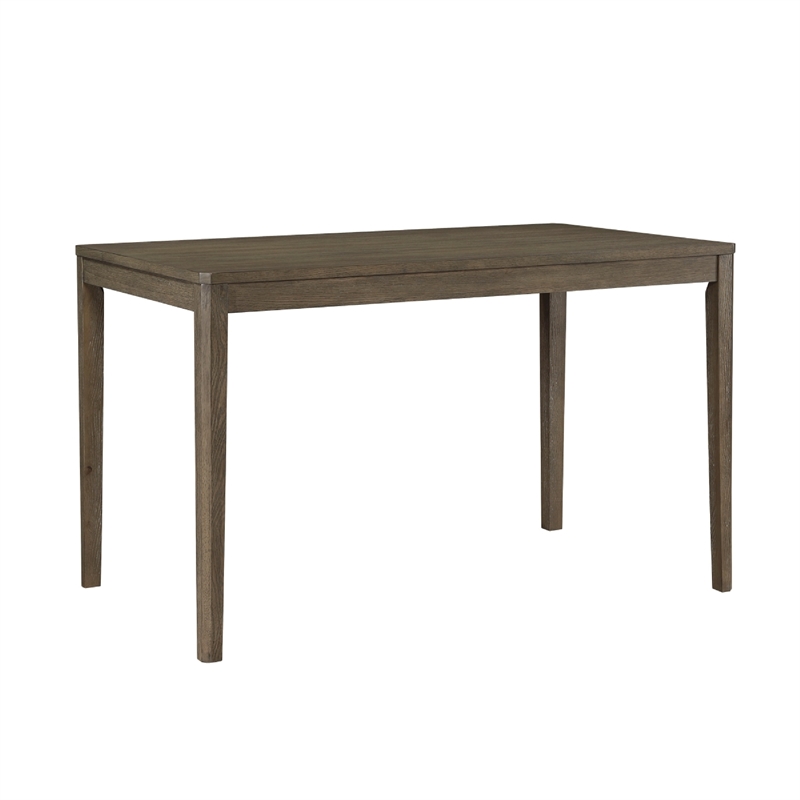 Emy 6pc Counter Height Table Set- 4 White Chairs- Bench- Light Brown