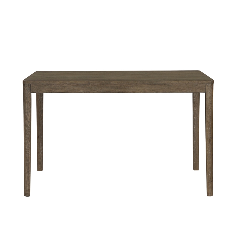 Emy 6pc Counter Height Table Set- 4 White Chairs- Bench- Light Brown