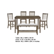 Emy 6pc Counter Height Table Set- 4 White Chairs- Bench- Light Brown