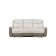 Feo Double Manual Reclining Sofa- Beige and Gray Chenille- Foam Cushions