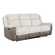 Feo Double Manual Reclining Sofa- Beige and Gray Chenille- Foam Cushions