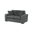 Zian Loveseat- Dark Gray Microfiber and Corduroy- 2 Matching Pillows- 66 Inch