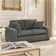 Zian Loveseat- Dark Gray Microfiber and Corduroy- 2 Matching Pillows- 66 Inch