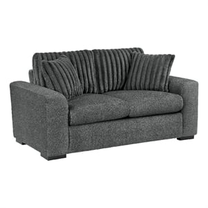 Zian Loveseat- Dark Gray Microfiber and Corduroy- 2 Matching Pillows- 66 Inch