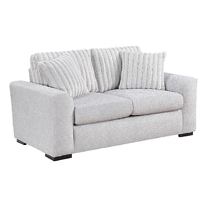 Zian Loveseat- Light Gray Microfiber and Corduroy- 2 Pillows- 66 Inch