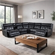 Nick 3pc Corner Power Recliner Sofa- 5 Seater- Charger- Cupholders- Black