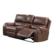 Teli 2pc Manual Reclining Sofa and Loveseat Set- Brown Faux Leather
